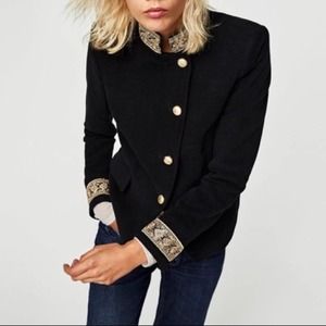 Zara passementerie military blazer Gold Embroidered Jacket